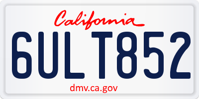 CA license plate 6ULT852