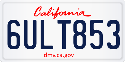 CA license plate 6ULT853