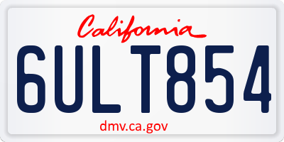 CA license plate 6ULT854