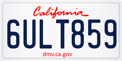 CA license plate 6ULT859