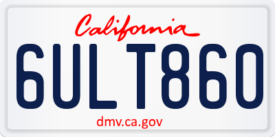 CA license plate 6ULT860