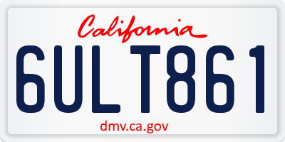 CA license plate 6ULT861