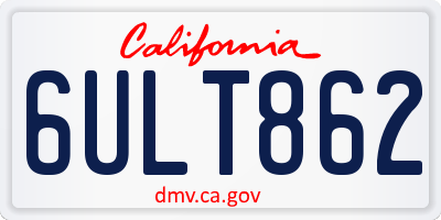 CA license plate 6ULT862
