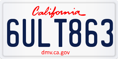 CA license plate 6ULT863