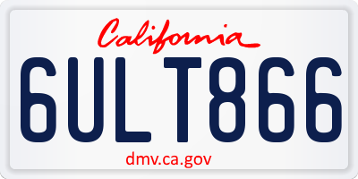 CA license plate 6ULT866