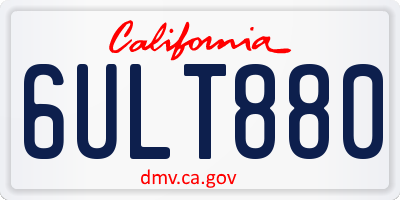 CA license plate 6ULT880