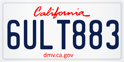CA license plate 6ULT883