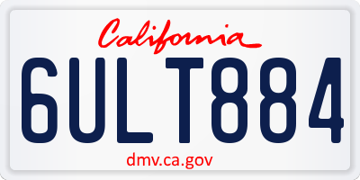 CA license plate 6ULT884