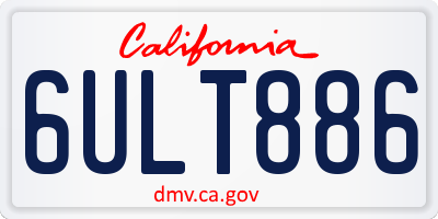 CA license plate 6ULT886