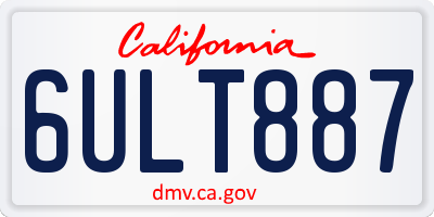 CA license plate 6ULT887