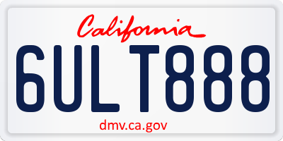 CA license plate 6ULT888