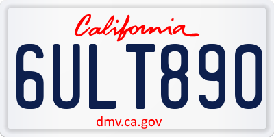 CA license plate 6ULT890