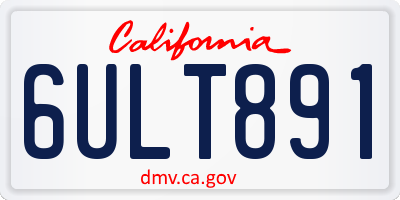 CA license plate 6ULT891
