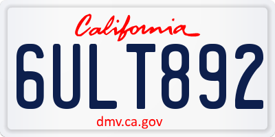 CA license plate 6ULT892