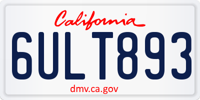 CA license plate 6ULT893