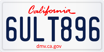 CA license plate 6ULT896