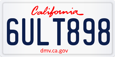 CA license plate 6ULT898