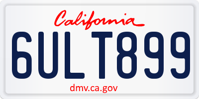 CA license plate 6ULT899