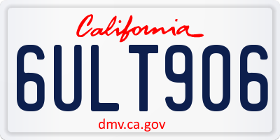 CA license plate 6ULT906