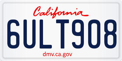 CA license plate 6ULT908