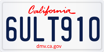 CA license plate 6ULT910