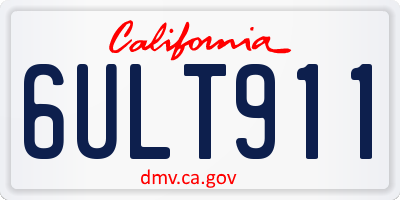 CA license plate 6ULT911
