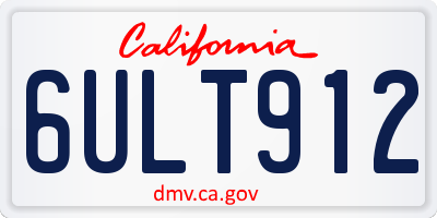 CA license plate 6ULT912