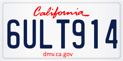 CA license plate 6ULT914