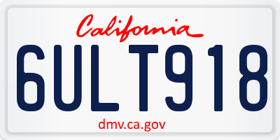 CA license plate 6ULT918