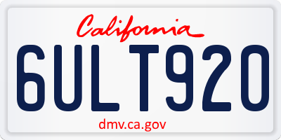 CA license plate 6ULT920