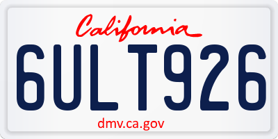 CA license plate 6ULT926