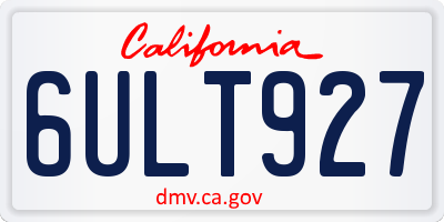CA license plate 6ULT927