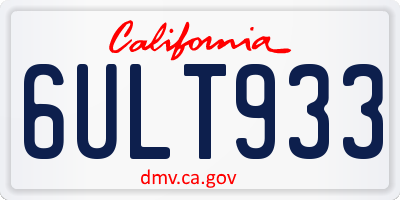 CA license plate 6ULT933