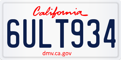 CA license plate 6ULT934