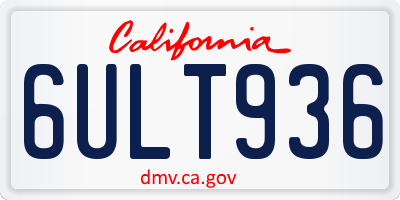 CA license plate 6ULT936