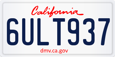 CA license plate 6ULT937