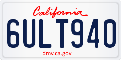CA license plate 6ULT940