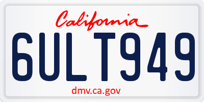 CA license plate 6ULT949