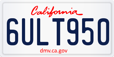 CA license plate 6ULT950
