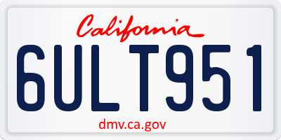 CA license plate 6ULT951