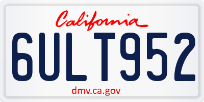 CA license plate 6ULT952