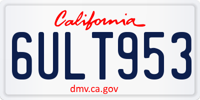 CA license plate 6ULT953