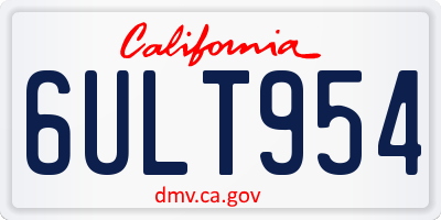 CA license plate 6ULT954