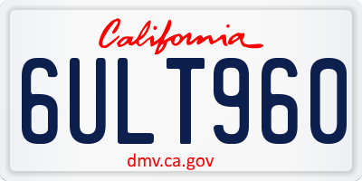 CA license plate 6ULT960