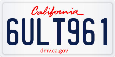CA license plate 6ULT961