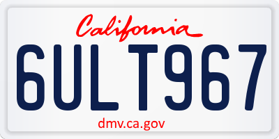 CA license plate 6ULT967