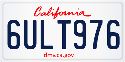 CA license plate 6ULT976