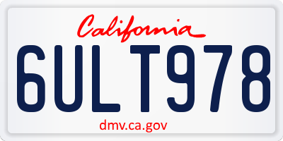 CA license plate 6ULT978