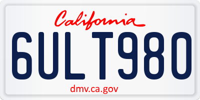 CA license plate 6ULT980