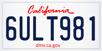 CA license plate 6ULT981